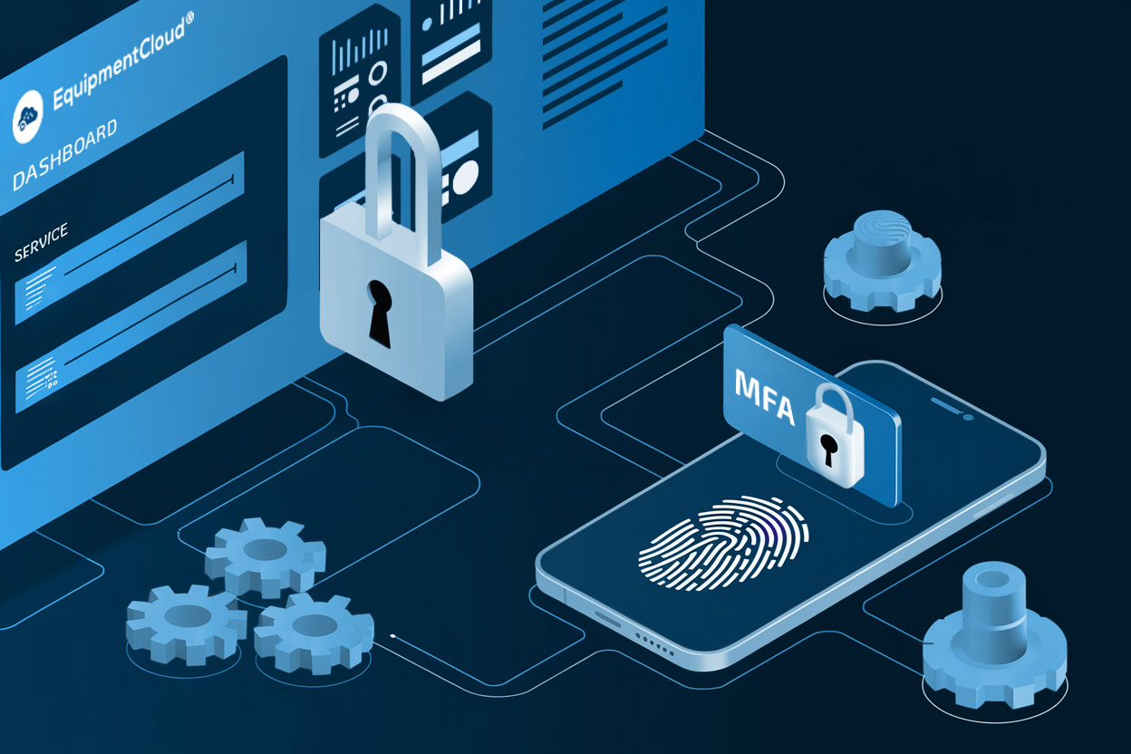 Grafik Handy und Monitor mit Schloss und Multi-Faktor-Authentifizierung